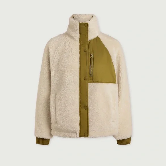 Varley Cream and Green Teddy Jacket - Picture 2 of 6